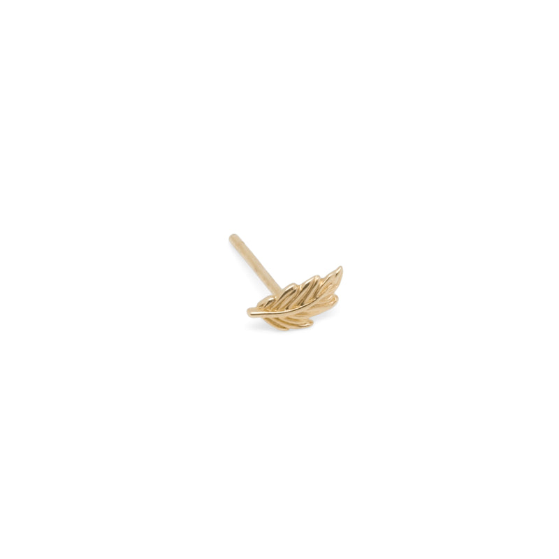 14k Leaf Feather Stud