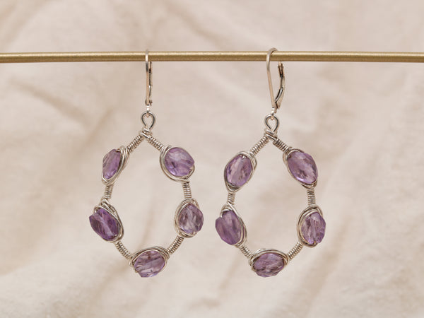 Julie Wrapped Gemstone Hoops