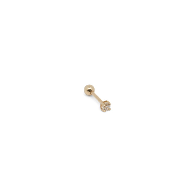 14k CZ Basket Setting Stud with Ball Threaded Post